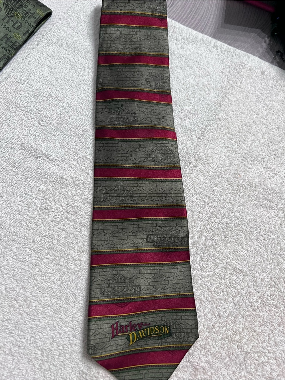 Vintage 2003 Ralph Marlin Harley-Davidson Stripe Repeat Tie Motorcycle USA